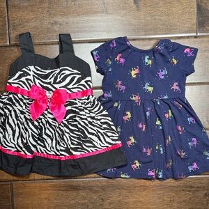 💜3/$15 Zebra Print and Unicorn Baby Dresses